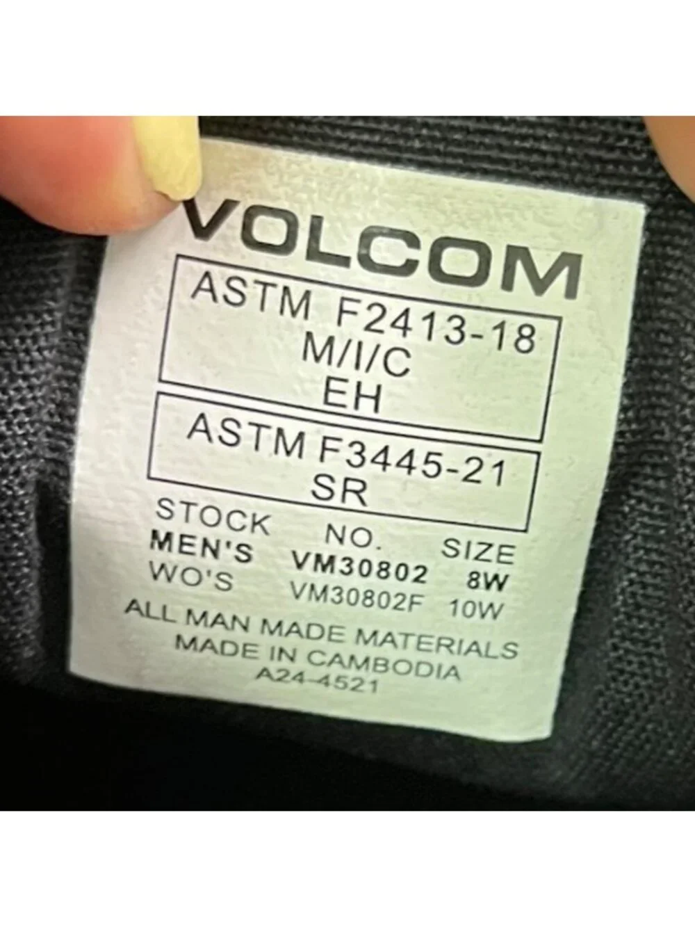 Volcom Chill SR Mens Size 8E Black Composite Toe Safety Working Slip-On Shoes